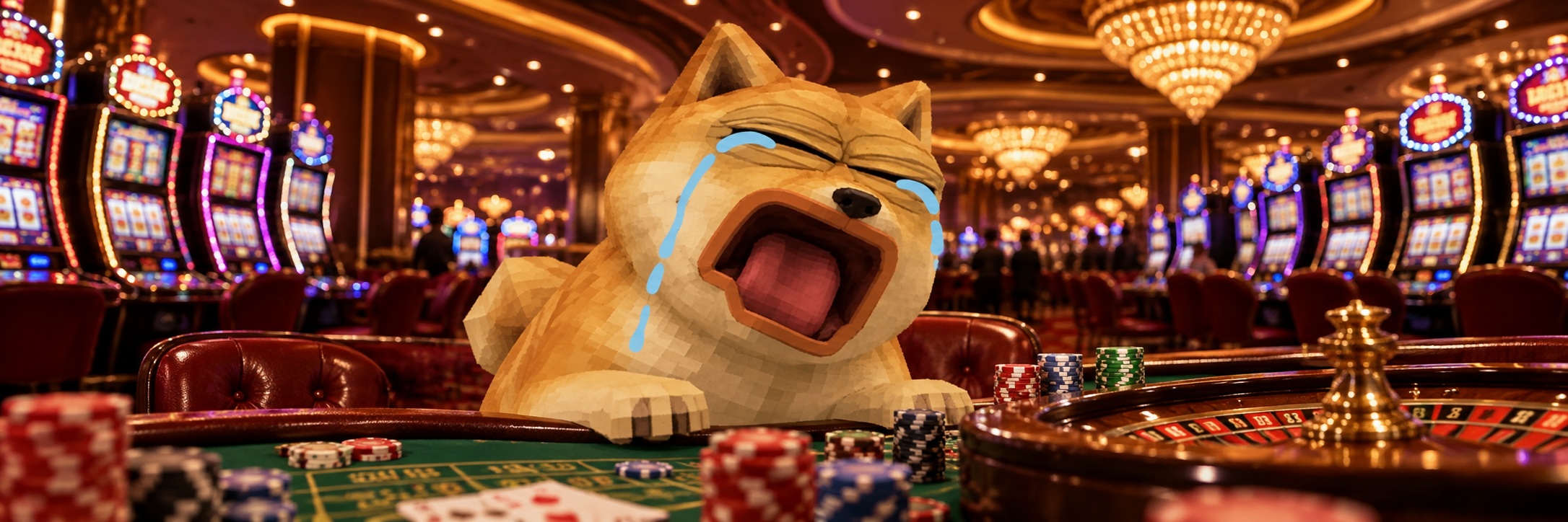 Casino Dope crying dog at roulette table